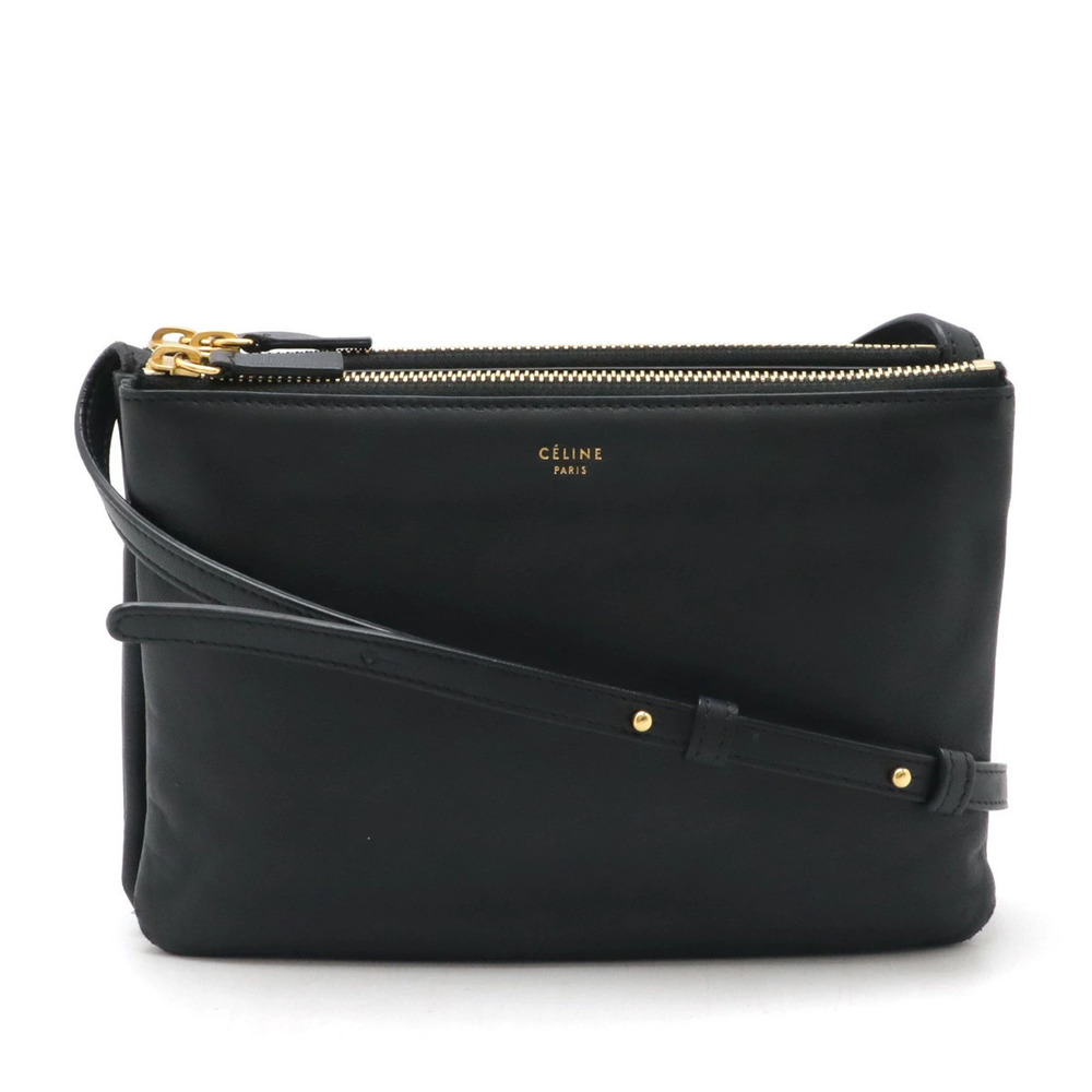 Celine Trio Crossbody Bag Lambskin Leather Black